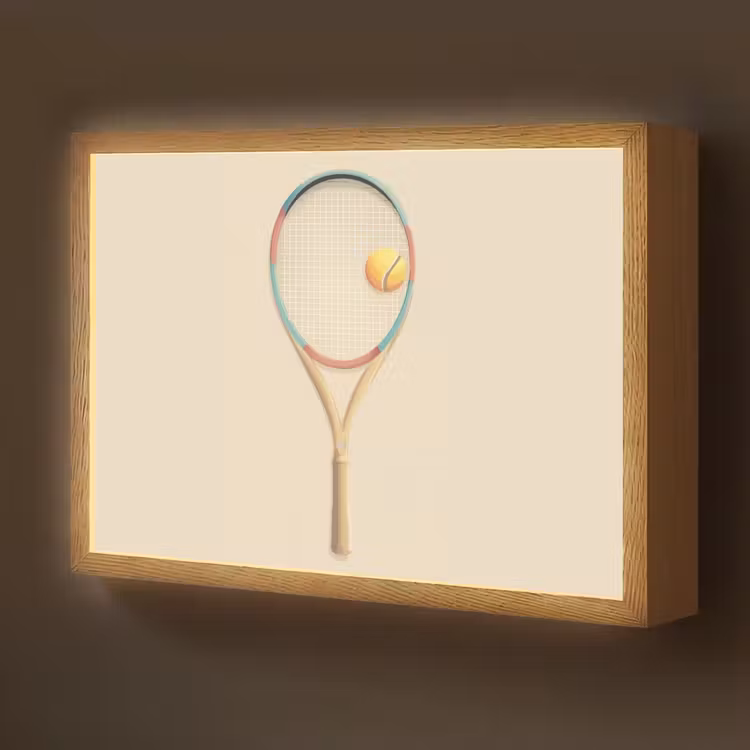Tennisracket - Bal - Beige Light Box met batterij (Wandlamp kind) middel -z3d_website