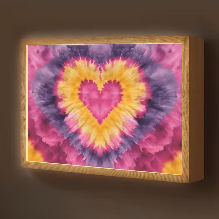 Tie dye - Hartvorm - Vlammen - Oranje Light Box met batterij (Wandlamp kind) middel -z3d_website