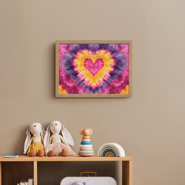 Tie dye - Hartvorm - Vlammen - Oranje Light Box met batterij (Wandlamp kind) middel -sfeer2_kind