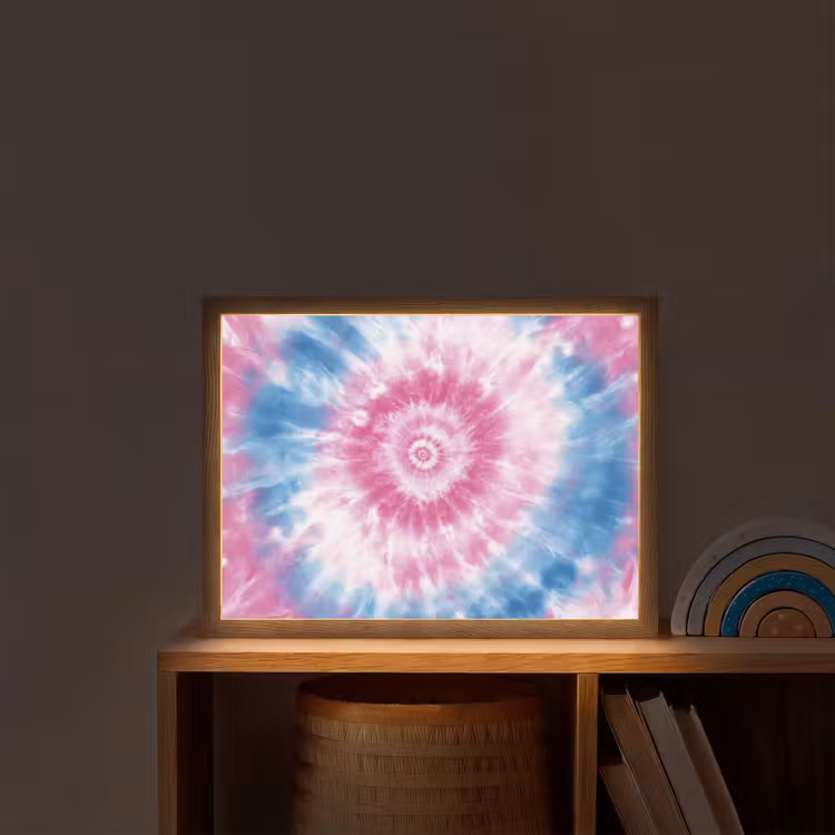 Tie-dye - Roze - Patroon Light Box met batterij (Wandlamp kind) middel -sfeer1_kind