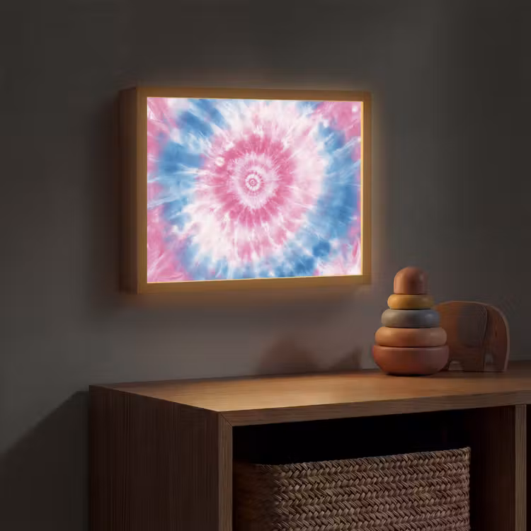 Tie-dye - Roze - Patroon Light Box met batterij (Wandlamp kind) middel -sfeer5_kind