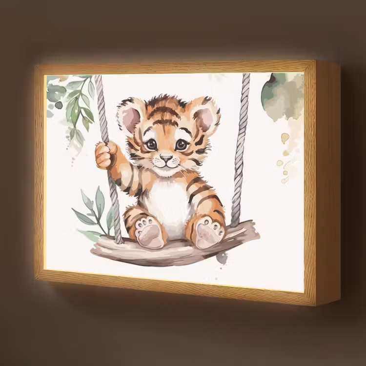 Tijger - Dier - Kinderen - Jungle Light Box met batterij (Wandlamp kind) middel -z3d_website