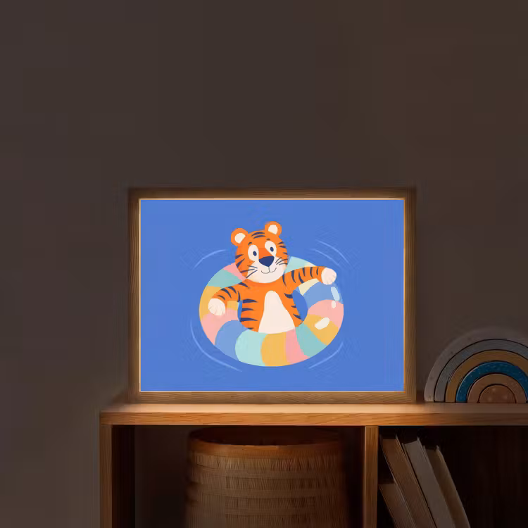 Tijger - Zwemband - Water Light Box met batterij (Wandlamp kind) middel -sfeer1_kind