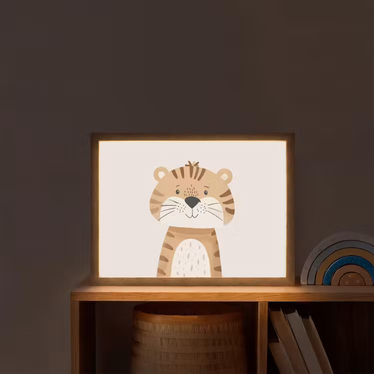 Tijger - Wilde dieren - Pastel Light Box met batterij (Wandlamp kind) middel -sfeer1_kind