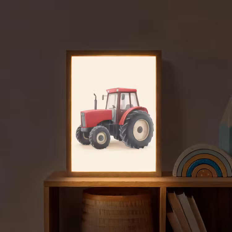 Trekker - Minimalistisch - Illustratie - Rood Light Box met batterij (Wandlamp kind) middel -sfeer1_kind