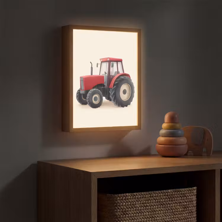 Trekker - Minimalistisch - Illustratie - Rood Light Box met batterij (Wandlamp kind) middel -sfeer5_kind