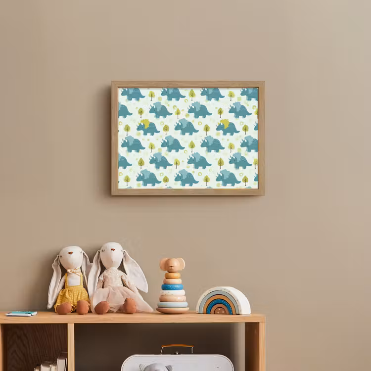 Triceratop - Blauw - Stippen - Boompjes Light Box met batterij (Wandlamp kind) middel -sfeer2_kind