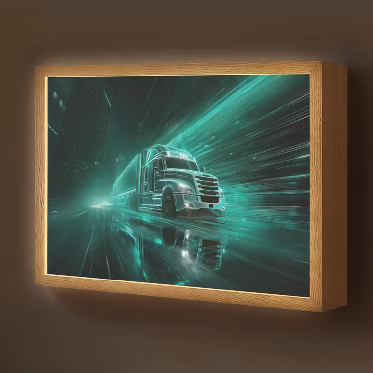 Vrachtwagen - Snelheid - Groen - Neon Light Box met batterij (Wandlamp kind) middel -z3d_website