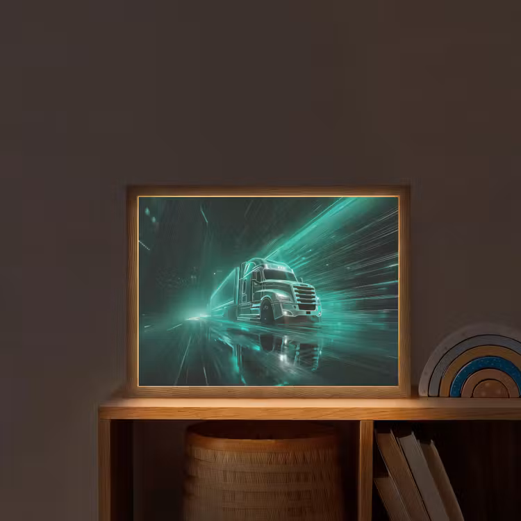 Vrachtwagen - Snelheid - Groen - Neon Light Box met batterij (Wandlamp kind) middel -sfeer1_kind