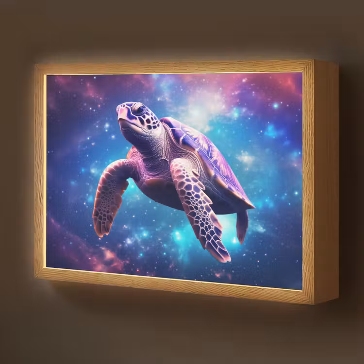Schildpad - Dier - Galaxy - Ruimte Light Box met batterij (Wandlamp kind) middel -z3d_website