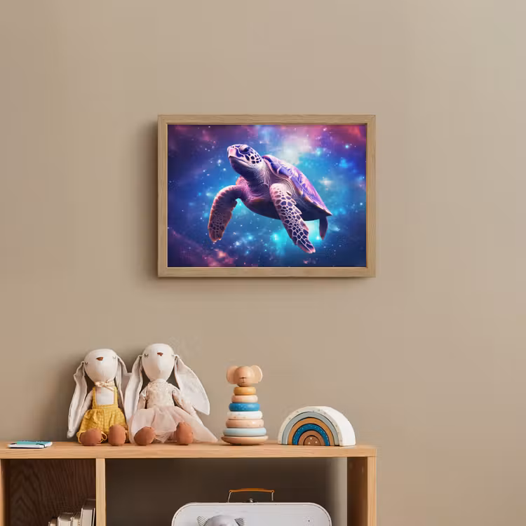 Schildpad - Dier - Galaxy - Ruimte Light Box met batterij (Wandlamp kind) middel -sfeer2_kind