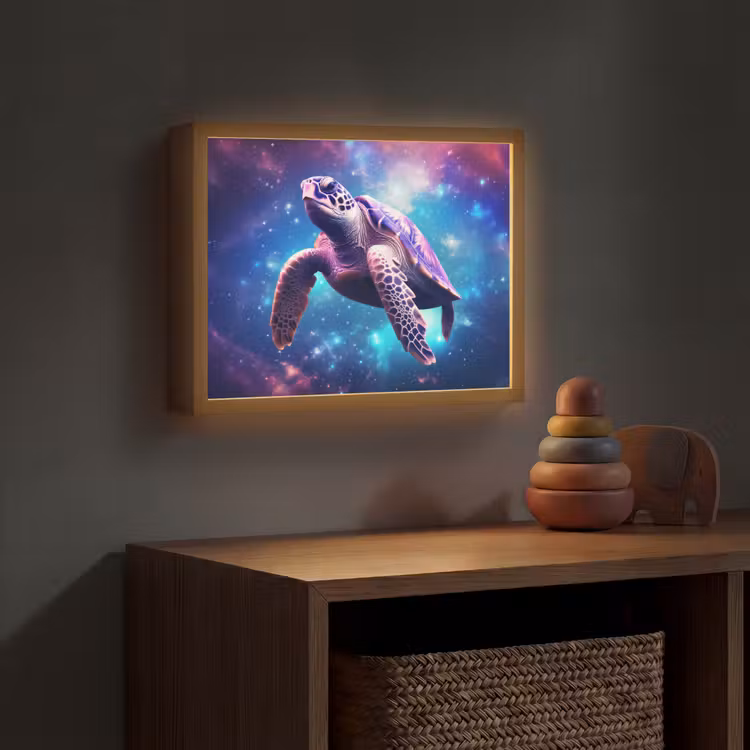 Schildpad - Dier - Galaxy - Ruimte Light Box met batterij (Wandlamp kind) middel -sfeer5_kind