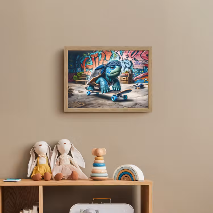Schildpad - Graffiti - Skateboard - Jongens Light Box met batterij (Wandlamp kind) middel -sfeer2_kind