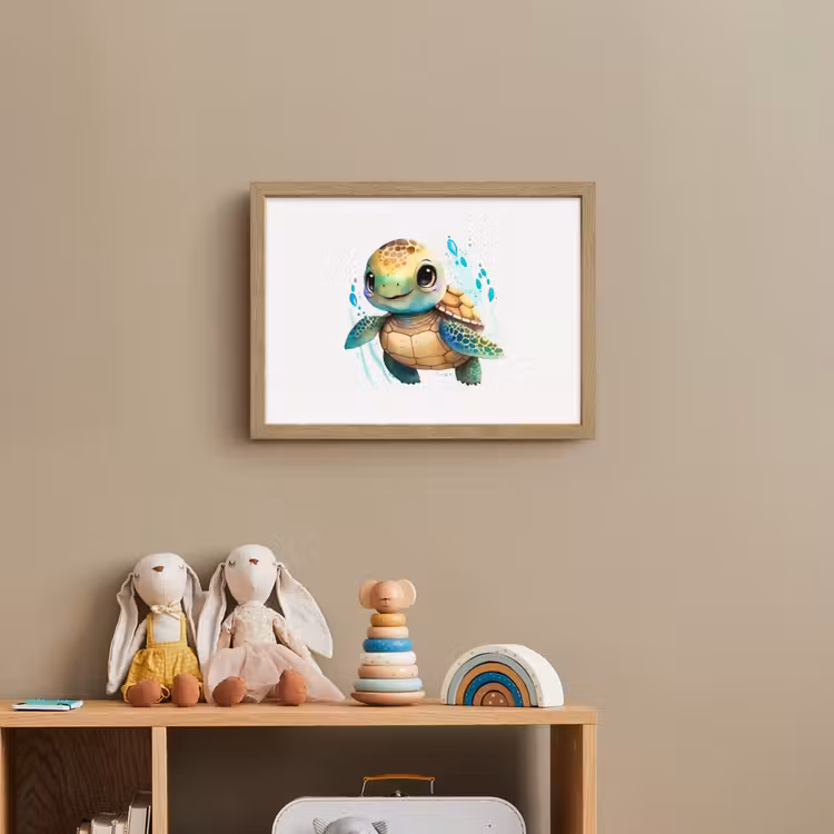Schildpad - Waterverf - Kleuren - Dieren - Meisjes - Jongens Light Box met batterij (Wandlamp kind) middel -sfeer2_kind