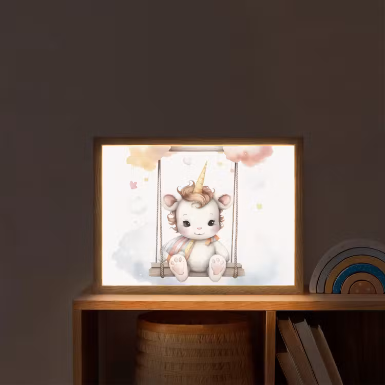 Eenhoorn - Dier - Kinderen - Unicorn Light Box met batterij (Wandlamp kind) middel -sfeer1_kind