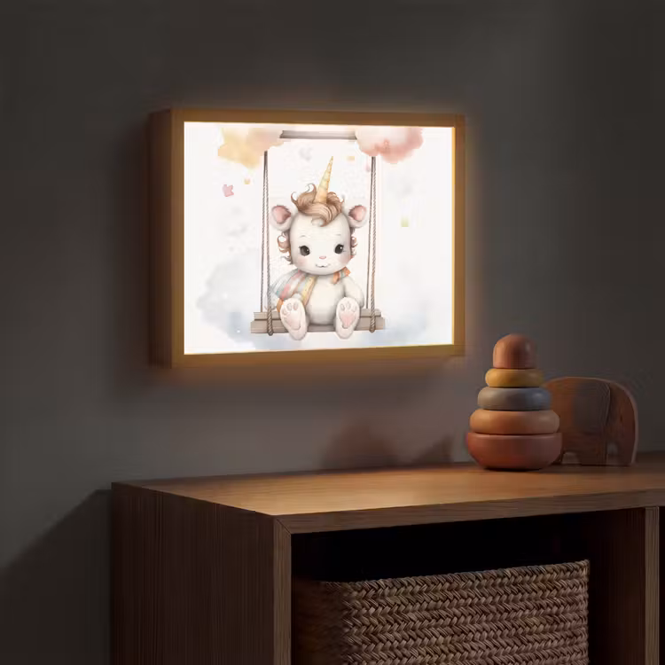 Eenhoorn - Dier - Kinderen - Unicorn Light Box met batterij (Wandlamp kind) middel -sfeer5_kind