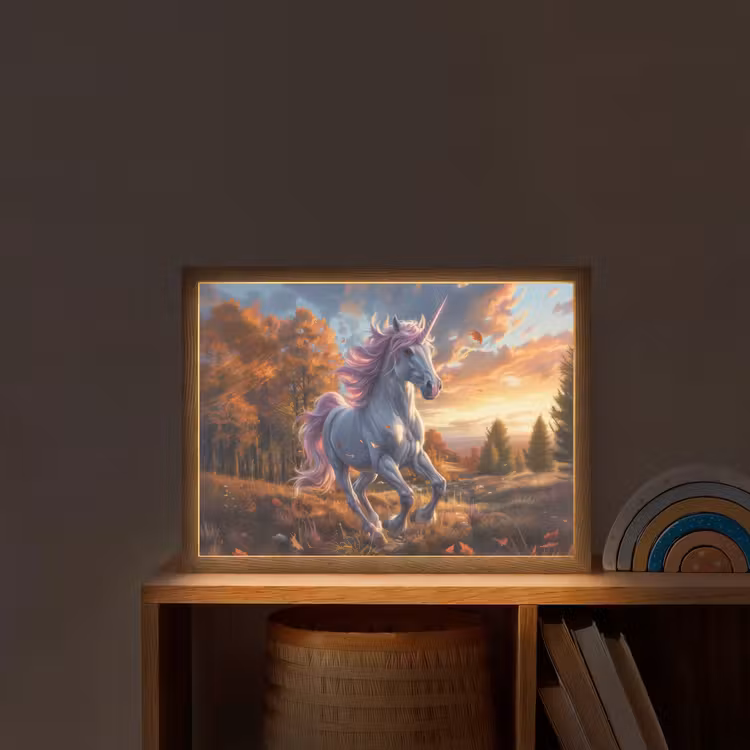 Eenhoorn - Sprookjes dier - Natuur - Meisjes Light Box met batterij (Wandlamp kind) middel -sfeer1_kind