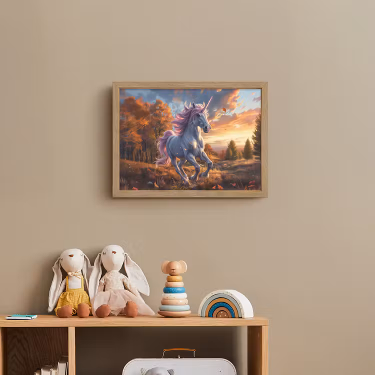 Eenhoorn - Sprookjes dier - Natuur - Meisjes Light Box met batterij (Wandlamp kind) middel -sfeer2_kind