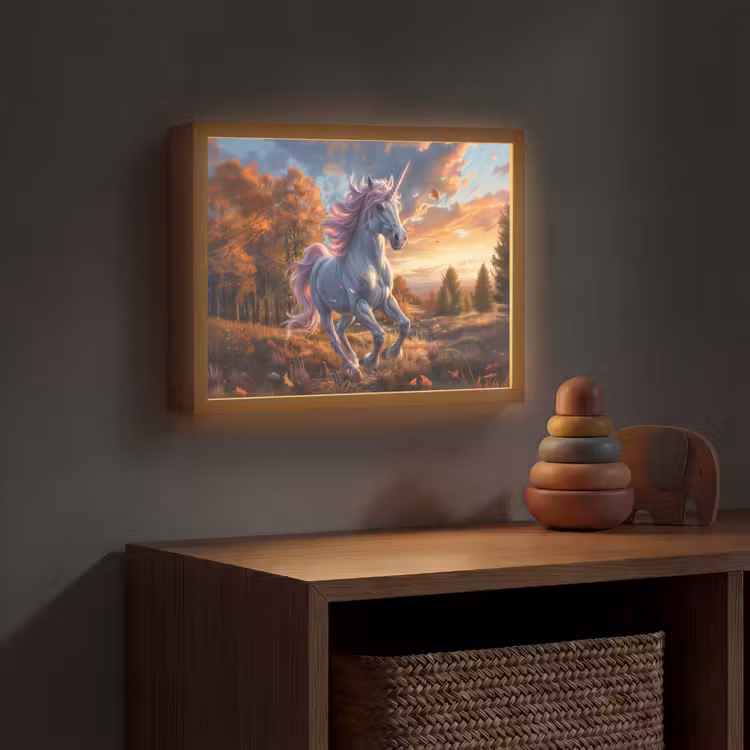 Eenhoorn - Sprookjes dier - Natuur - Meisjes Light Box met batterij (Wandlamp kind) middel -sfeer5_kind