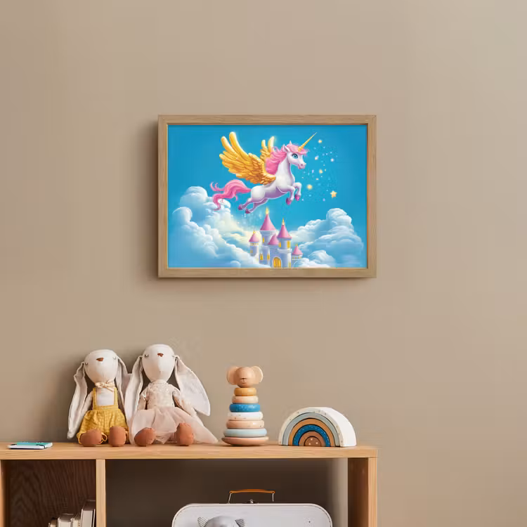 Eenhoorn - Fantasie - Kasteel Light Box met batterij (Wandlamp kind) middel -sfeer2_kind