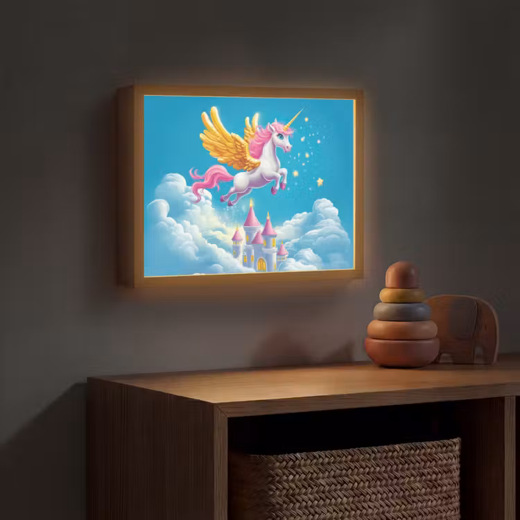Eenhoorn - Fantasie - Kasteel Light Box met batterij (Wandlamp kind) middel -sfeer5_kind