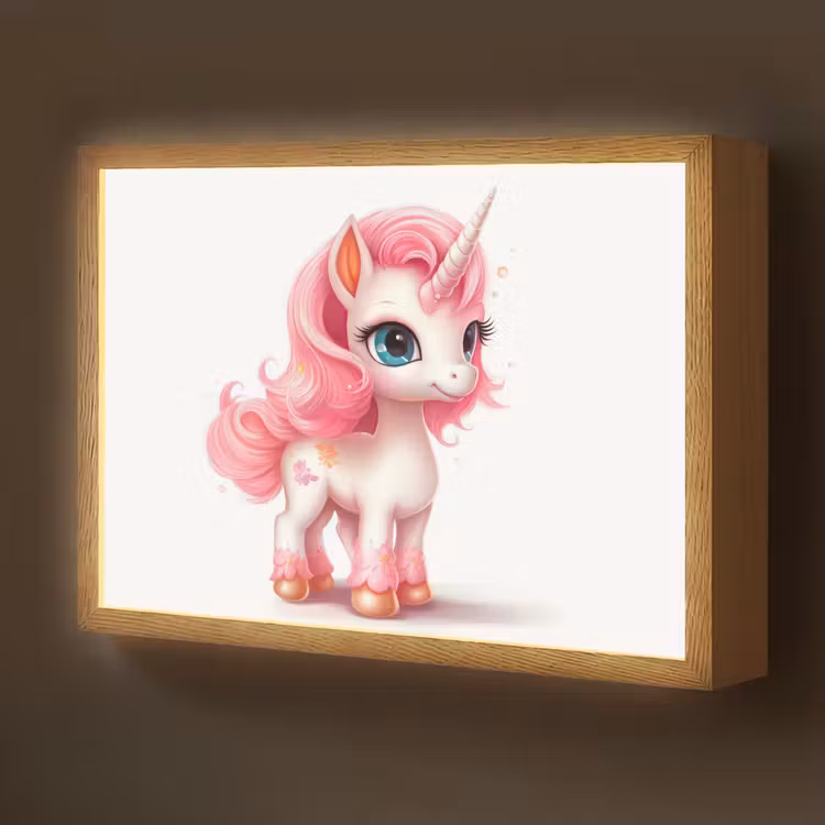 Unicorn - Meisjes - Kinderen - Eenhoorn - Roze Light Box met batterij (Wandlamp kind) middel -z3d_website