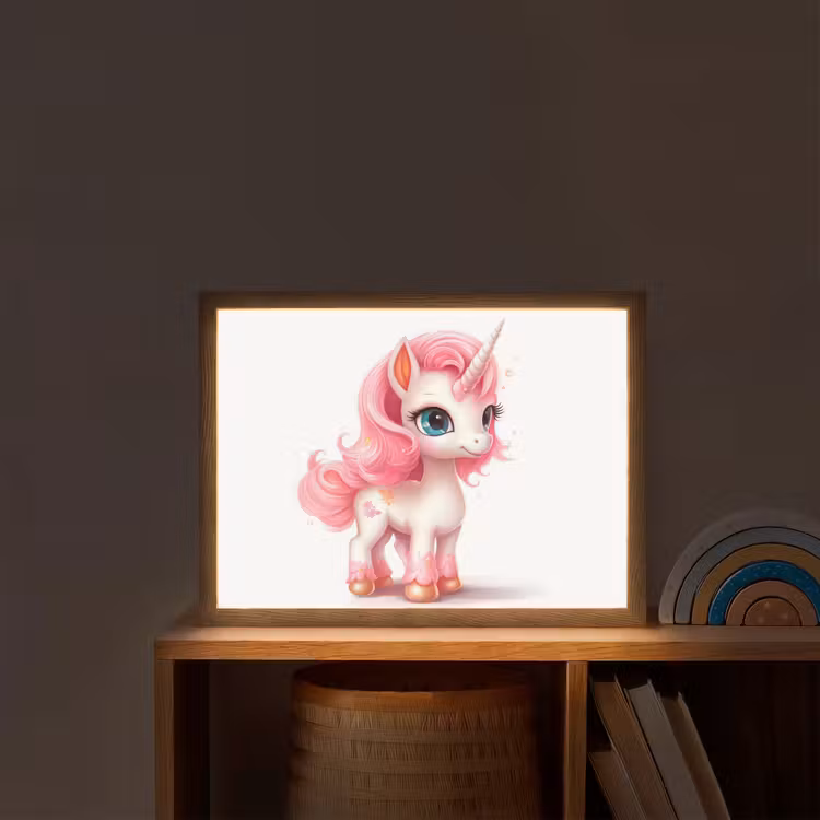 Unicorn - Meisjes - Kinderen - Eenhoorn - Roze Light Box met batterij (Wandlamp kind) middel -sfeer1_kind