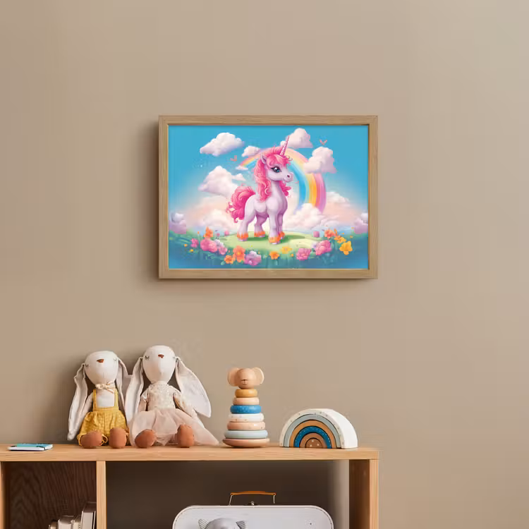 Unicorn - Meisjes - Bloemen - Regenboog - Eenhoorn Light Box met batterij (Wandlamp kind) middel -sfeer2_kind