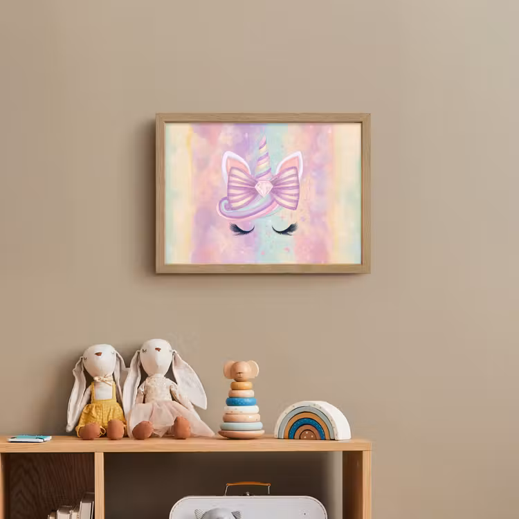 Eenhoorn - Glitters - Regenboog - Pastel Light Box met batterij (Wandlamp kind) middel -sfeer2_kind