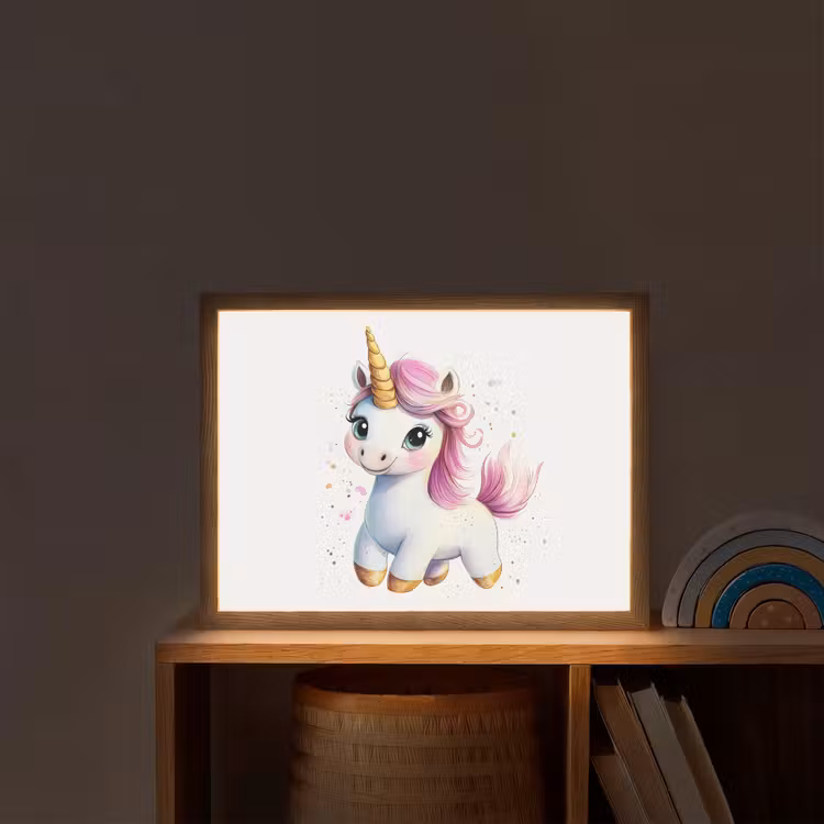 Eenhoorn - Roze - Magie Light Box met batterij (Wandlamp kind) middel -sfeer1_kind