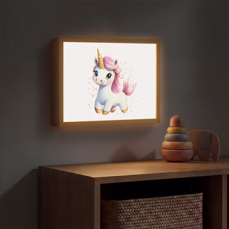 Eenhoorn - Roze - Magie Light Box met batterij (Wandlamp kind) middel -sfeer5_kind