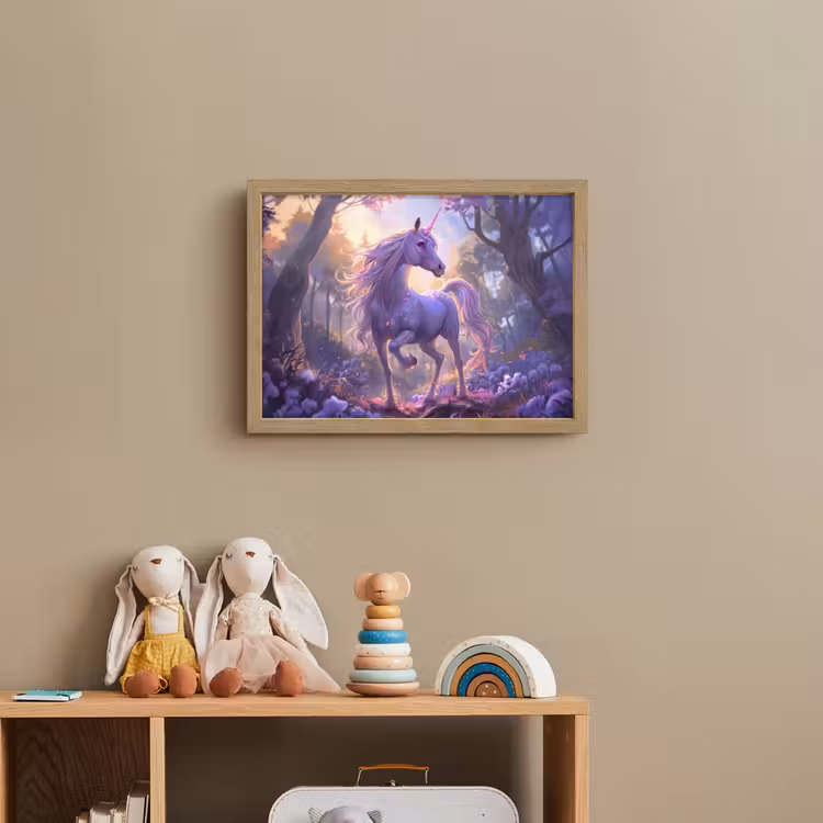 Eenhoorn - Paars - Sprookje - Fantasy dier Light Box met batterij (Wandlamp kind) middel -sfeer2_kind