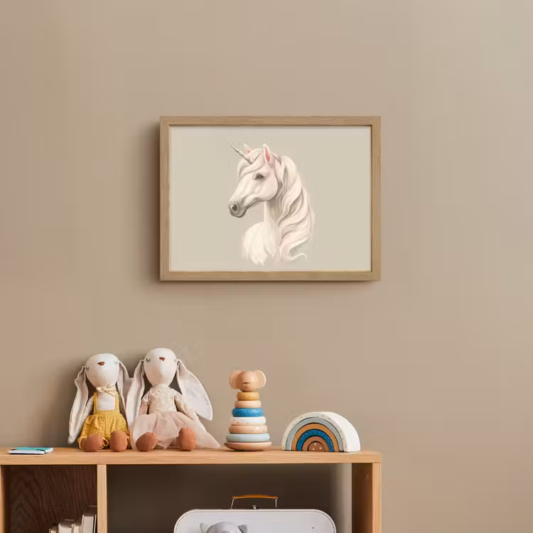 Eenhoorn - Wit - Getekend Light Box met batterij (Wandlamp kind) middel -sfeer2_kind