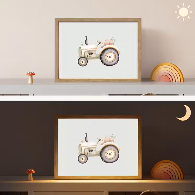 Vintage - Tractor - Pastel Light Box met batterij (Wandlamp kind) middel -sfeer3_kind