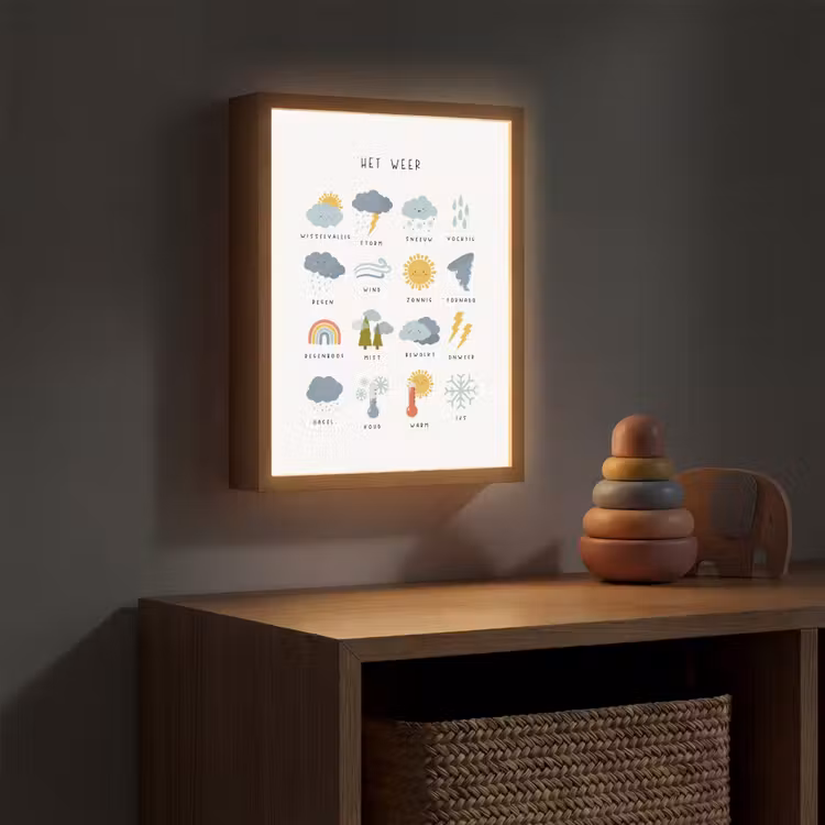 Het weer - Leren voor kinderen - Educatief - Regenboog - Zon Light Box met batterij (Wandlamp kind) middel -sfeer5_kind