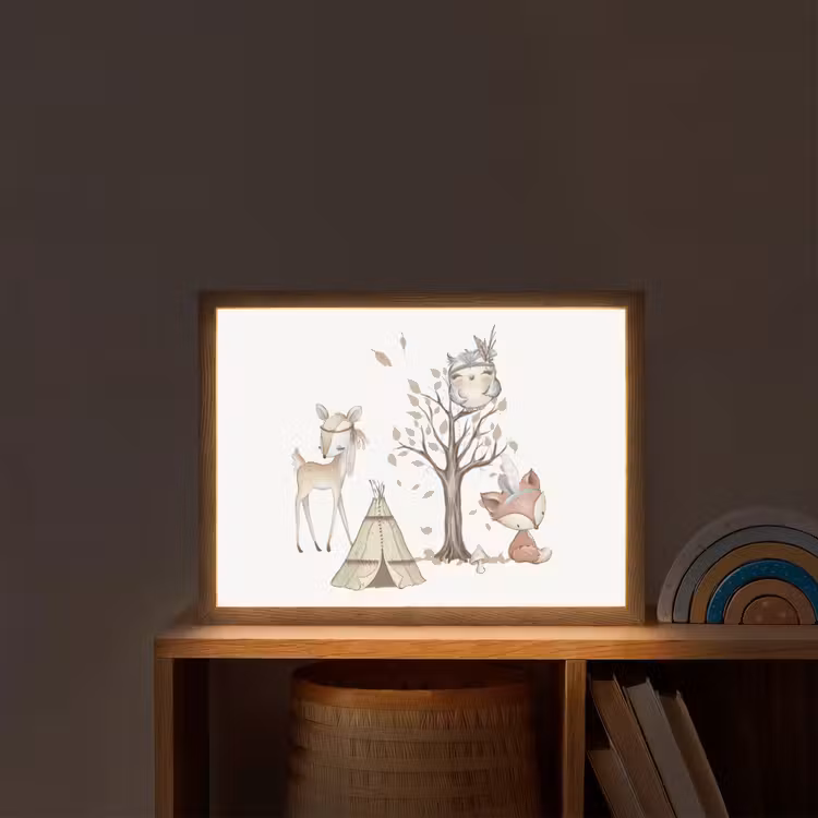 Wilde dieren - Bos - Illustratie Light Box met batterij (Wandlamp kind) middel -sfeer1_kind