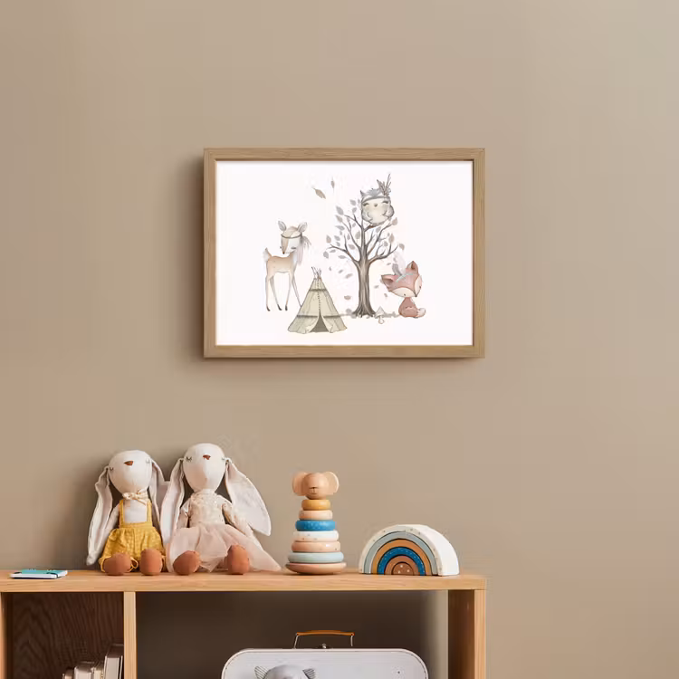 Wilde dieren - Bos - Illustratie Light Box met batterij (Wandlamp kind) middel -sfeer2_kind