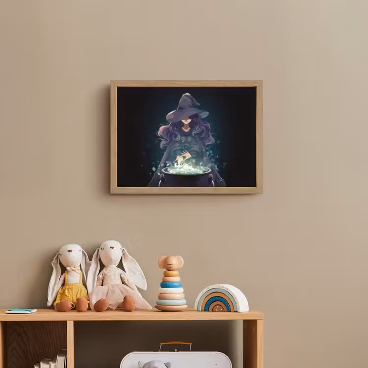 Heks - Magie - Heksenketel - Paars Light Box met batterij (Wandlamp kind) middel -sfeer2_kind