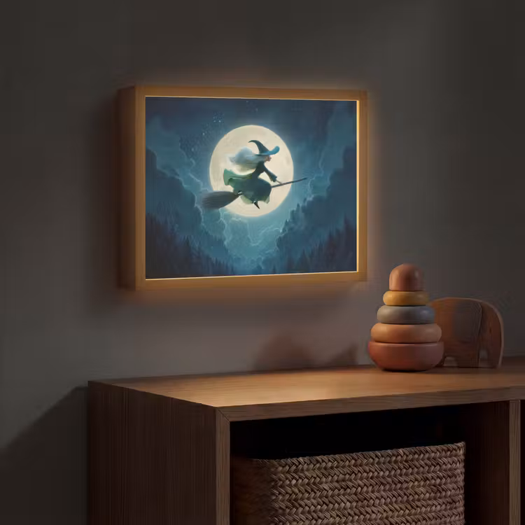 Heks - Maan - Bos - Magisch Light Box met batterij (Wandlamp kind) middel -sfeer5_kind