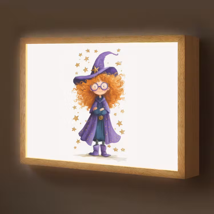 Toverheks - Sterren - Paars Light Box met batterij (Wandlamp kind) middel -z3d_website