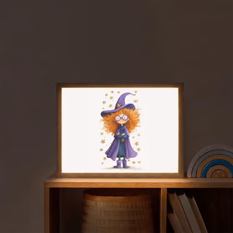 Toverheks - Sterren - Paars Light Box met batterij (Wandlamp kind) middel -sfeer1_kind