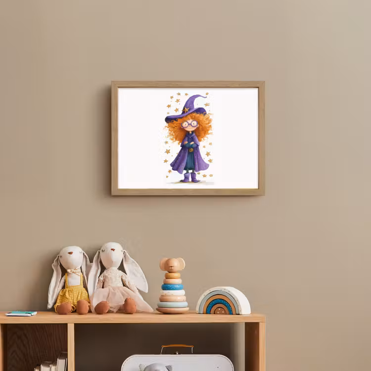 Toverheks - Sterren - Paars Light Box met batterij (Wandlamp kind) middel -sfeer2_kind