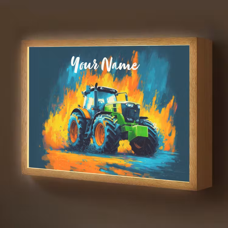 Abstract - Tractor - Groen Light Box met batterij (Wandlamp kind) middel -z3d_website