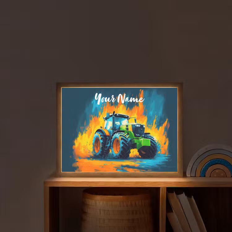Abstract - Tractor - Groen Light Box met batterij (Wandlamp kind) middel -sfeer1_kind