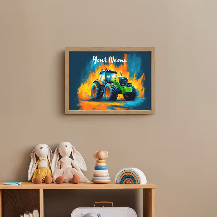 Abstract - Tractor - Groen Light Box met batterij (Wandlamp kind) middel -sfeer2_kind