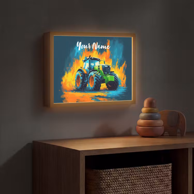 Abstract - Tractor - Groen Light Box met batterij (Wandlamp kind) middel -sfeer5_kind