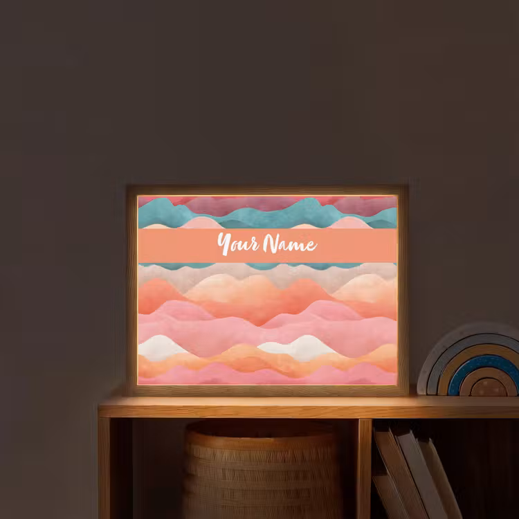 Abstract - Golven - Heuvels - Kleurrijk Light Box met batterij (Wandlamp kind) middel -sfeer1_kind