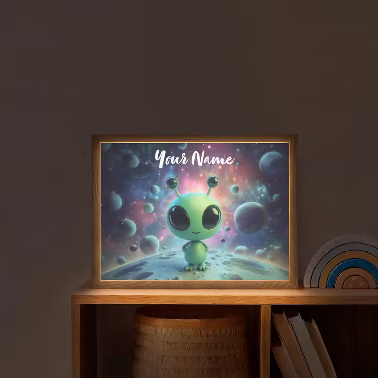 Alien - Groen - Planeten - Ruimte Light Box met batterij (Wandlamp kind) middel -sfeer1_kind