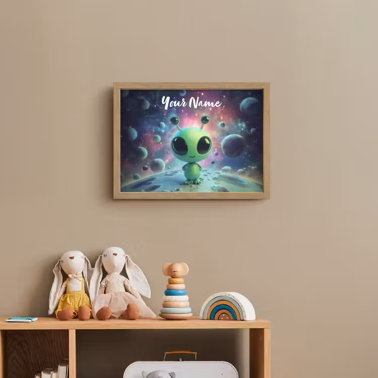 Alien - Groen - Planeten - Ruimte Light Box met batterij (Wandlamp kind) middel -sfeer2_kind