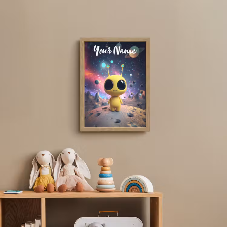 Alien - Ruimte - Geel - Planeten Light Box met batterij (Wandlamp kind) middel -sfeer2_kind